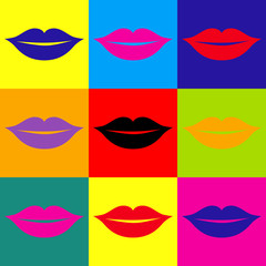 Lips sign. Pop-art style icons set