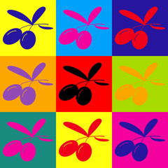 Olives sign. Pop-art style icons set