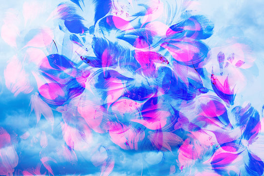 Storm clouds and flower petals. Computer collage photos and painting. © jozefklopacka