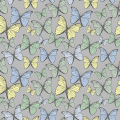 Seamless pattern with  butterflies
