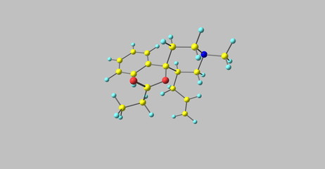 Allylprodine molecular structure isolated on grey