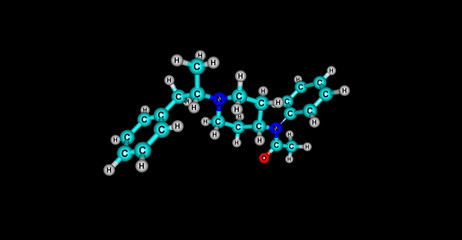 Methylacetylfentanyl molecular structure isolated on black