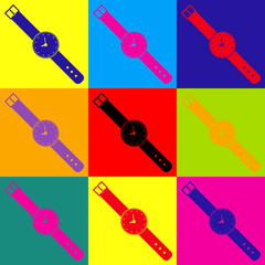 Watch sign. Pop-art style icons set