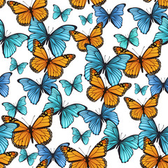 Fototapeta na wymiar Seamless pattern with decorative butterflies