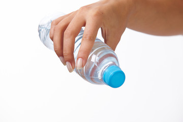 woman hand with bottle of water