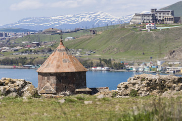 The 9th century Armenian monastery of Sevanavank at lake Sevan.