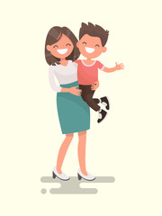 Fototapeta premium Mother's love. Mom and son. Vector illustration