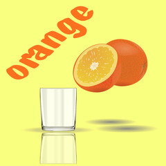 Orange juice . Glass