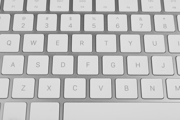 White keys of computer keyboard, closeup