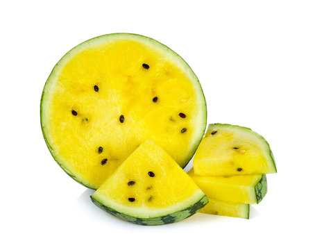 Sliced yellow watermelon isolated