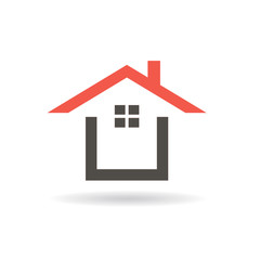 Red roof house logo. Vector graphic design