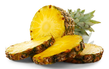 Pineapple slices, isolated on white