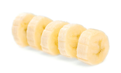 Banana slices, isolated on white