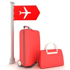 SUITCASES ON A WHITE BACKGROUND 3D rendering