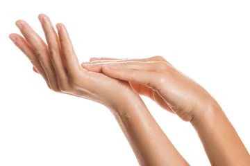 Poster Female hands and moisturizing cream © blackday