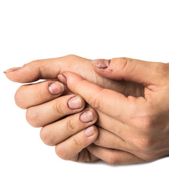 Female hands with dirty nails