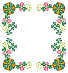 Abstract frame with geometric flowers