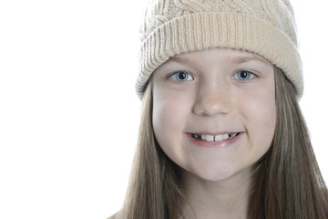 smiling girl in cap