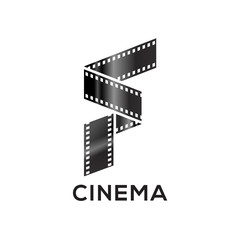 Fototapeta na wymiar Abstract letter F logo for negative videotape film production
