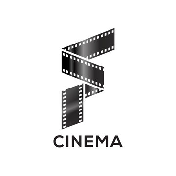 Abstract letter F logo for negative videotape film production