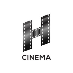 Fototapeta na wymiar Abstract letter H logo for negative videotape film production