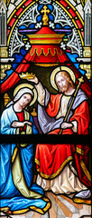 Fototapeta na wymiar Stained Glass - Coronation of the Virgin