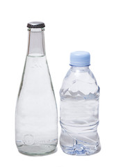 Two bottles of drinking water. Isolated on white background