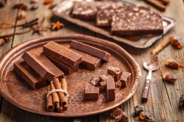 Homemade chocolate bars