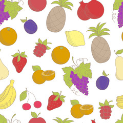 Seamless pattern with sketched fruits