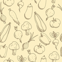 Sketched vegetables seamless pattern