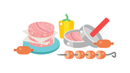 Meat products vector illustration.