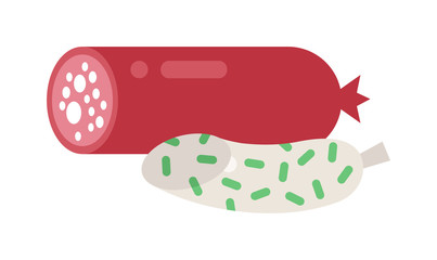 Smoked salami sausage isolated vector.