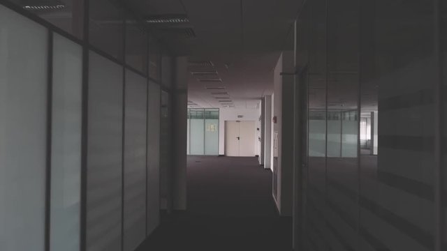 steadicam shot of going throw empty Offices, UHD 2160p 4k
