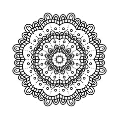 Vector hand drawn doodle mandala. Ethnic mandala with ornament. Isolated. Black and white colors.