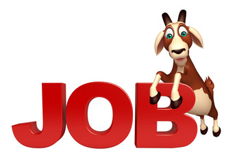fun Goat cartoon character with job sign