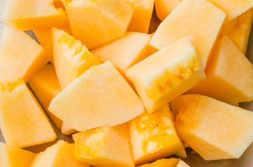 Fresh sliced cantaloupe background texture