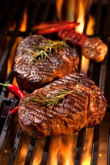 Foto op Canvas Beef steaks on the grill © Alexander Raths