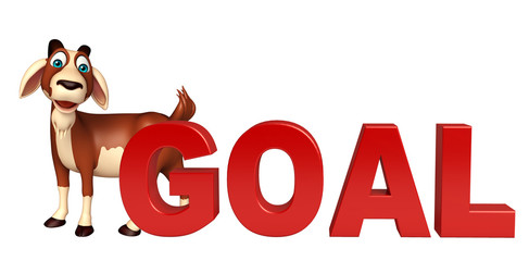 cute Goat cartoon character with goal sign