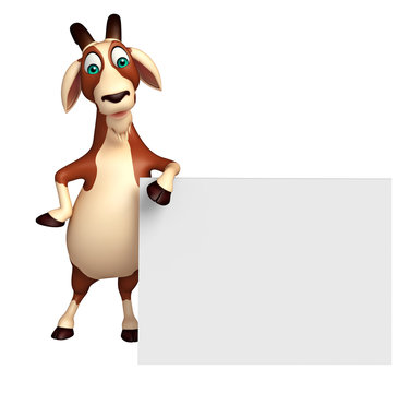 cute Goat cartoon character with white board