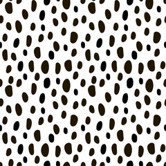 Pattern with black spots. Hand made monochrome pattern. Vector seamless
