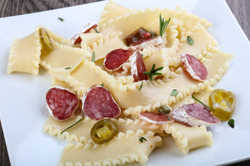 Pasta with salami