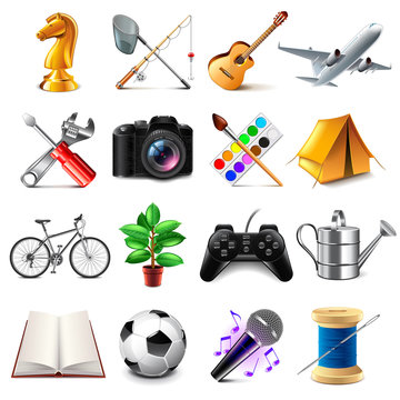 Hobby icons vector set