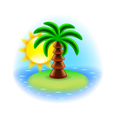 Sunny island icon isolated on white vector