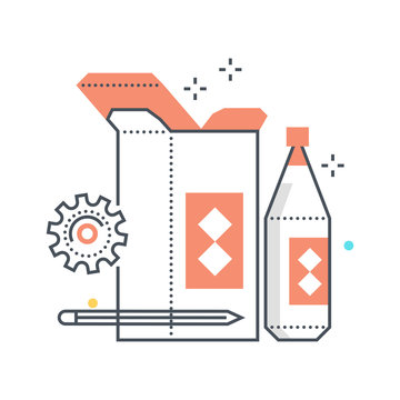 Color line, pacage design concept illustration, icon