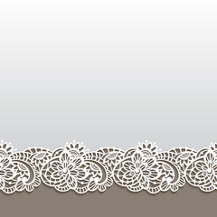 Vector seamless pattern with floral lace border