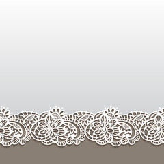 Vector seamless pattern with floral lace border
