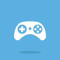 Vector gamepad icon. White game controller graphic design web icon