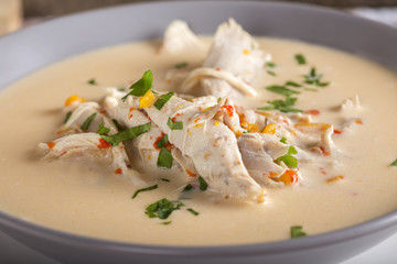 Romanian chicken soup named Ciorba Radauteana