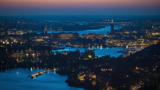 View of Stockholm from Kaknastornet. Time lapse