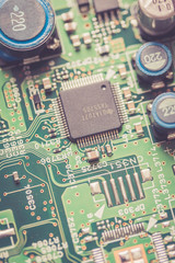 Computerchip auf Platine, Nahaufnahme